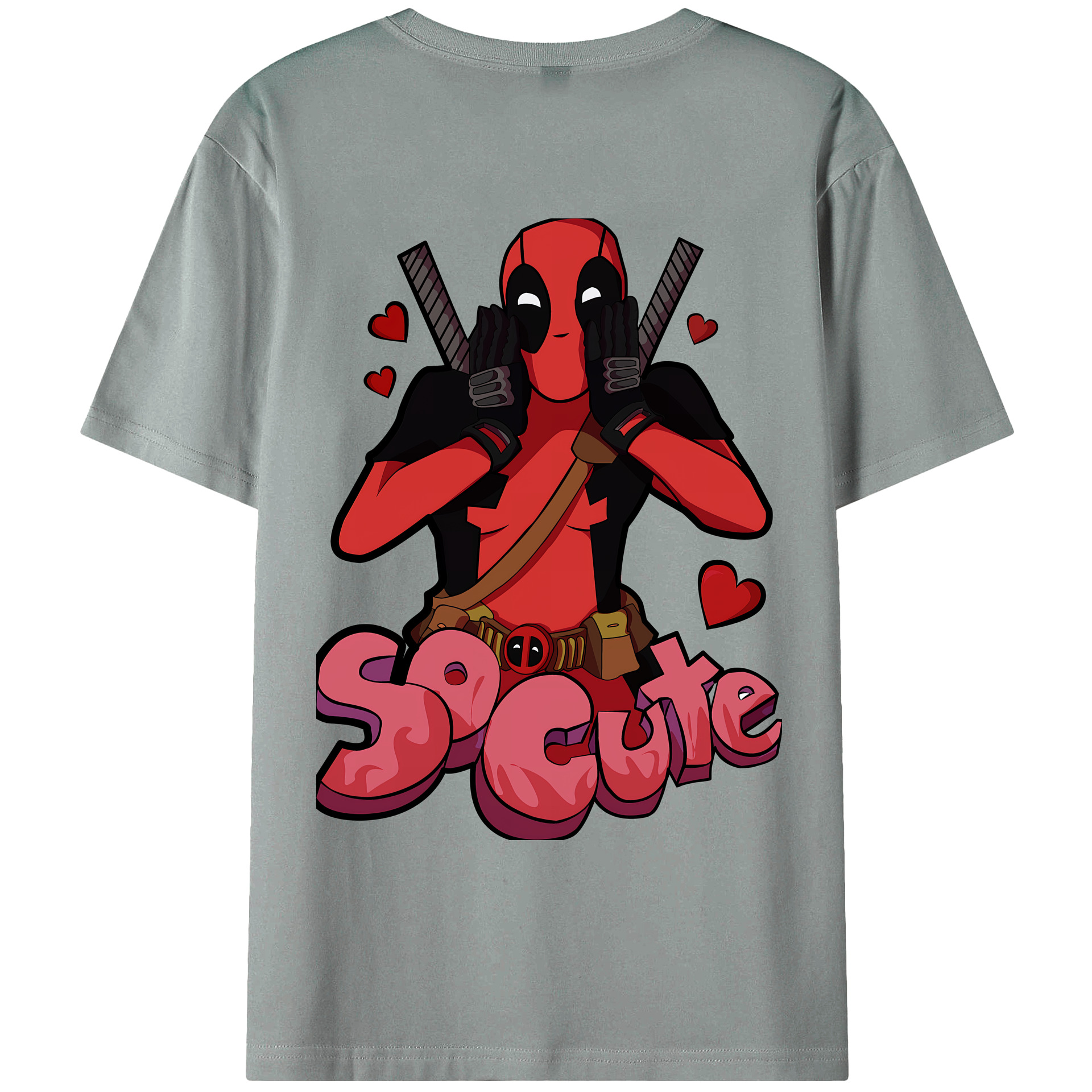 （画像用） Deadpool デッドプール 綿100％ メンズ半袖Tシャツ（バックプリント） 通気性